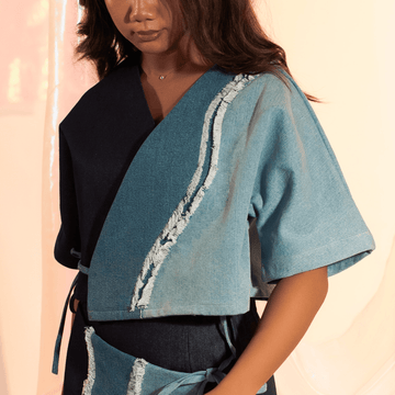 [Ready Today] Daloy 3-Way Boxy Wrap Top Denim