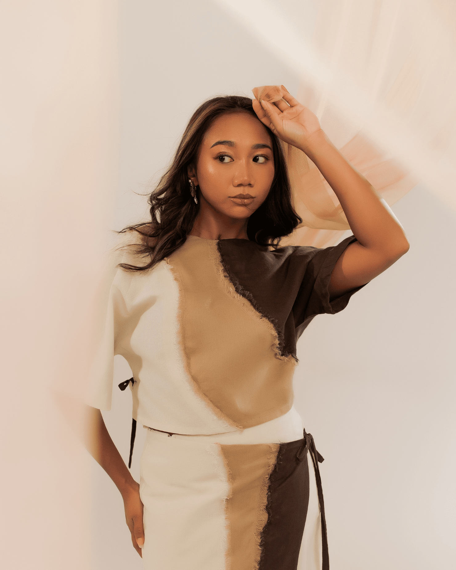 Alon 3-Way Boxy Wrap Top Tan Fashion R2R On Repeat