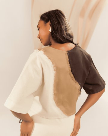 Daloy 3-Way Boxy Wrap Top Tan