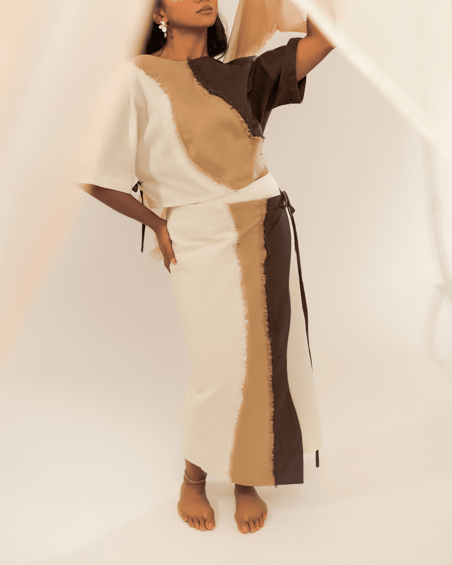 Alon Wrapover Midi Pencil Skirt Tan Fashion R2R On Repeat