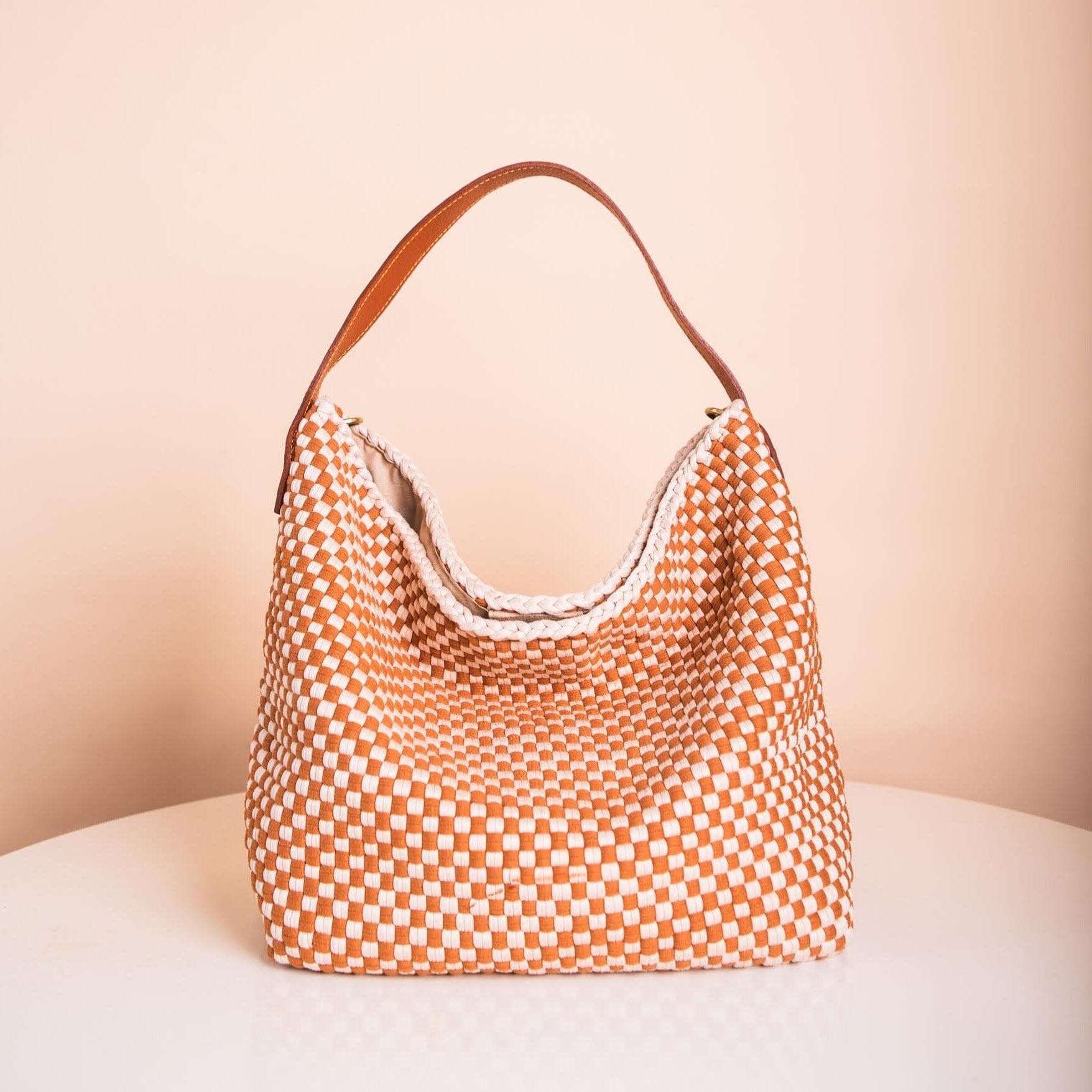 Buslo Checkerboard Tan & Beige Fashion Rags2Riches