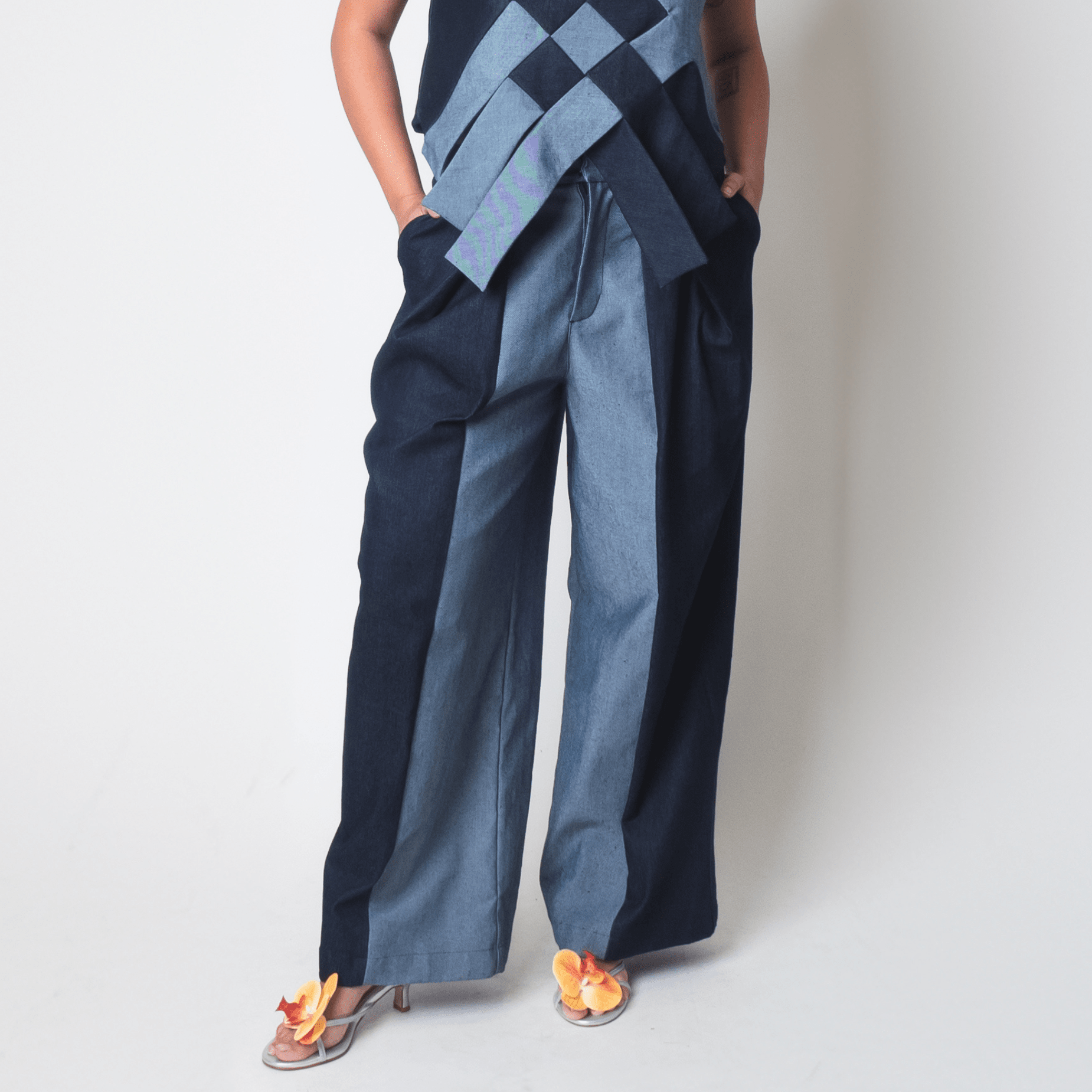 Lakbay Pants Two-Tone Denim Fashion Rags2Riches