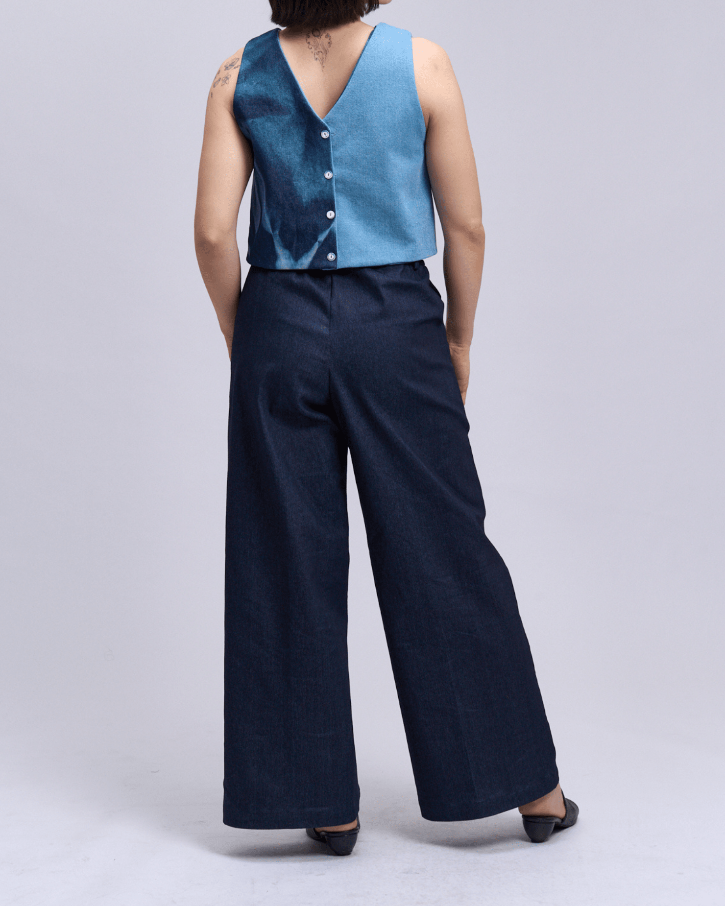 Pintucks Pants Dark Blue Denim Fashion Rags2Riches