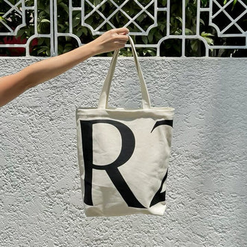 R2R Tote Bag Black on Beige