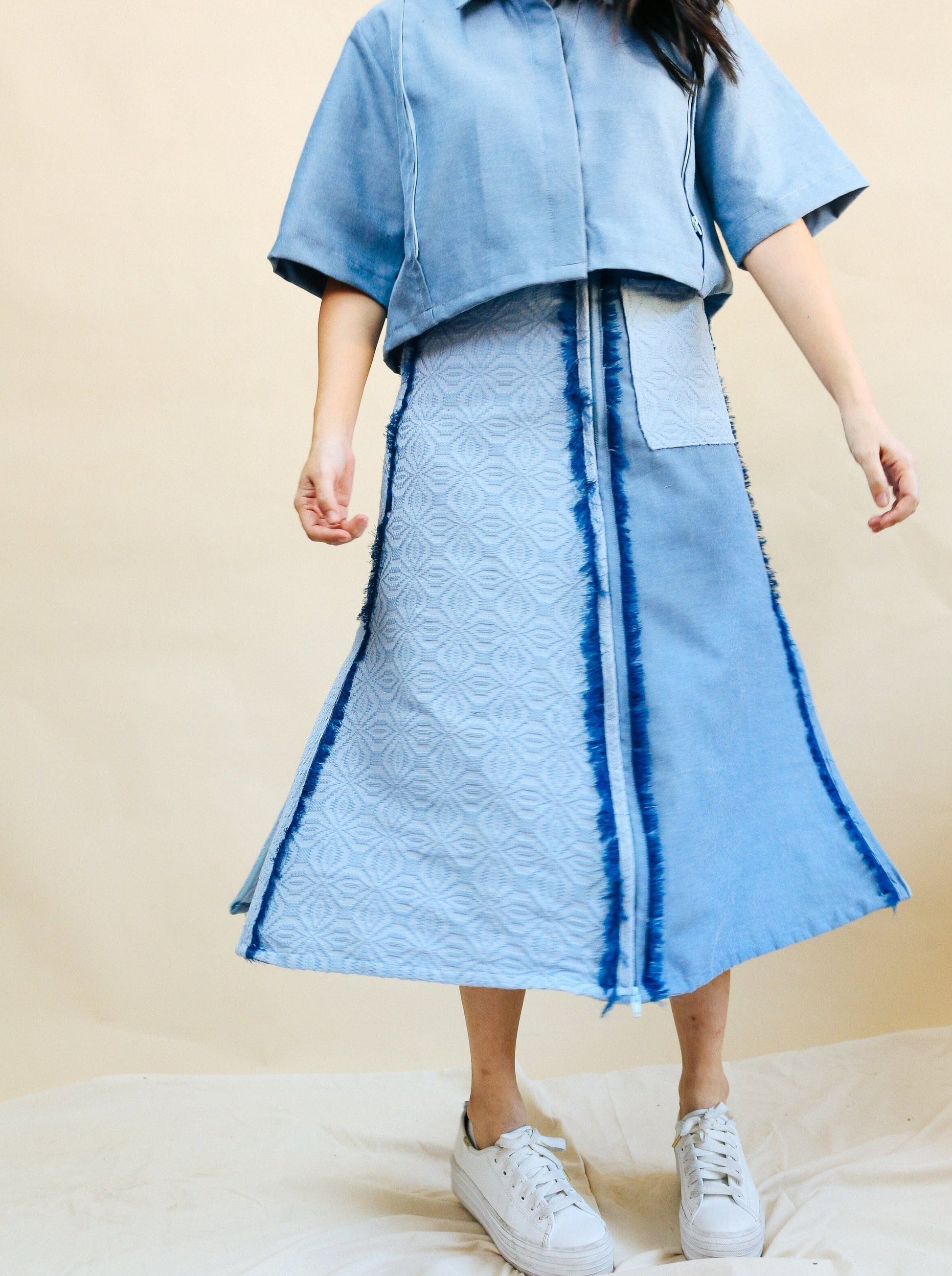 [Ready Today] 4-Way A-Line Skirt Chambray & Binetwagan Fashion Rags2Riches