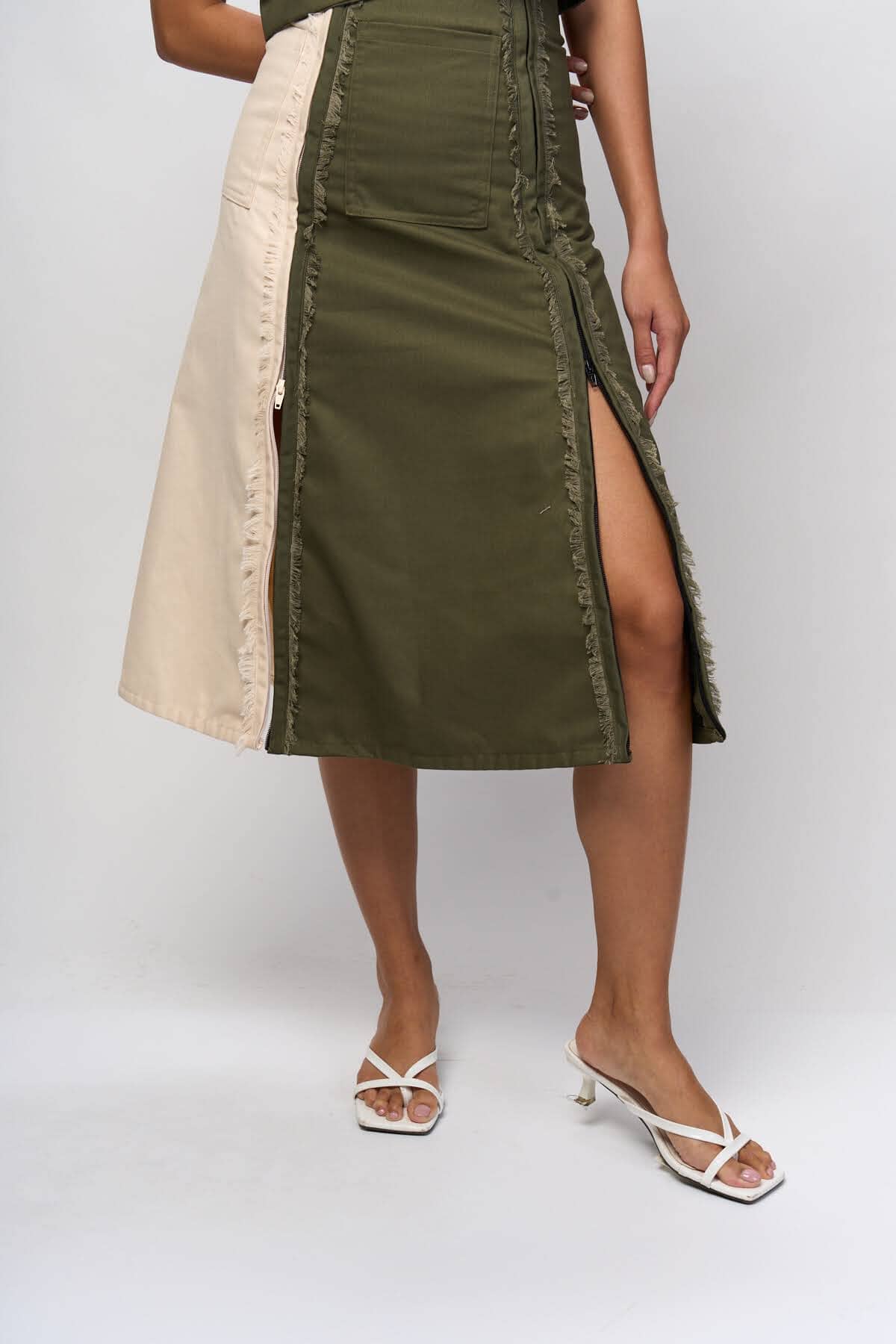 [Ready Today] 4-Way A-Line Skirt Fatigue & Off-White Fashion R2R On Repeat