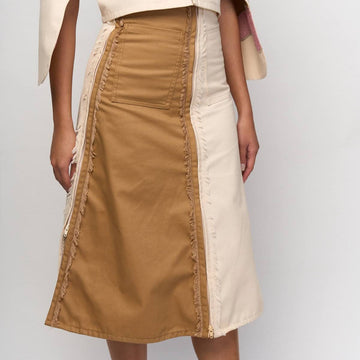 [Ready Today] 4-Way A-Line Skirt Off-White & Tan