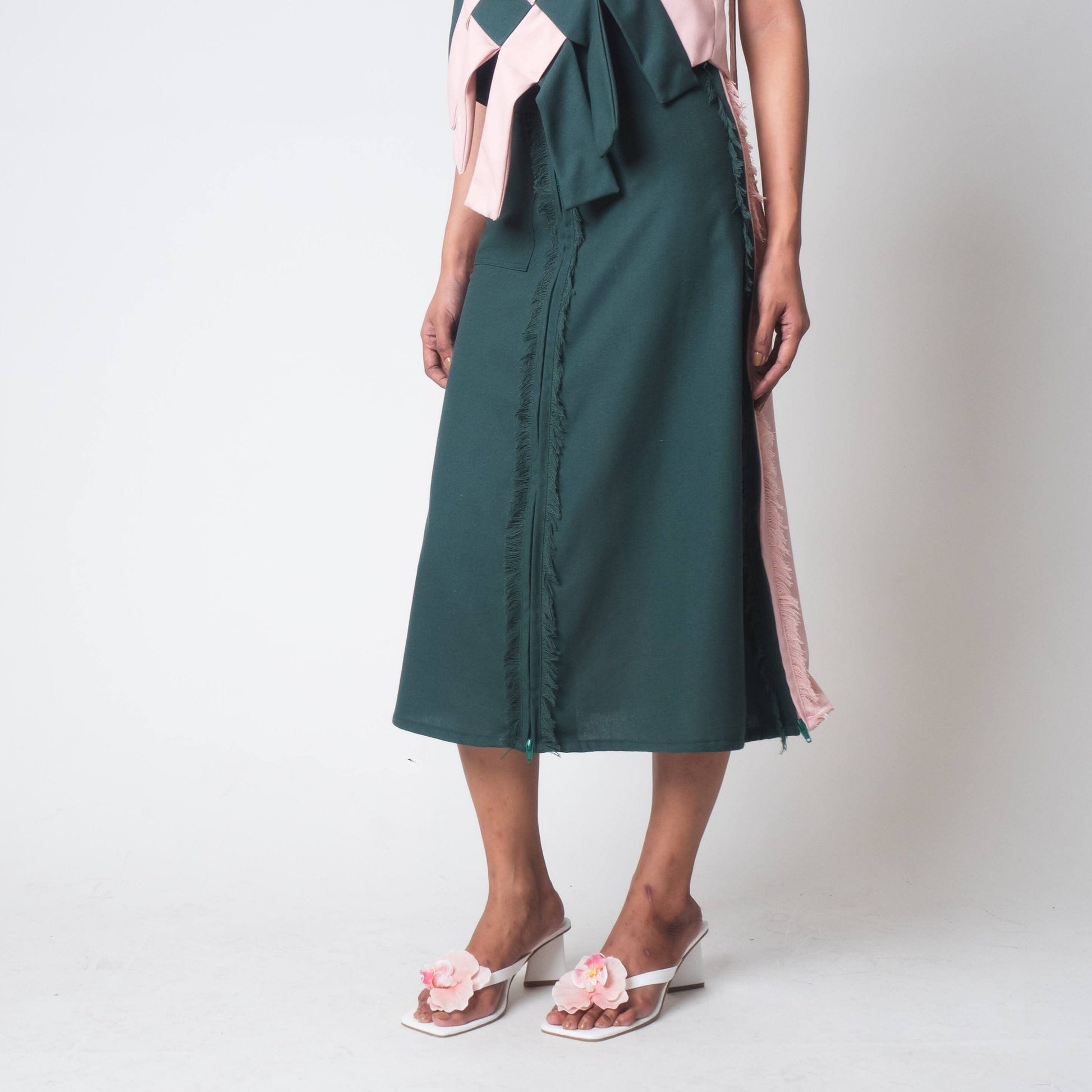 [Ready Today] 4-Way A-Line Skirt Pink & Green Fashion R2R On Repeat