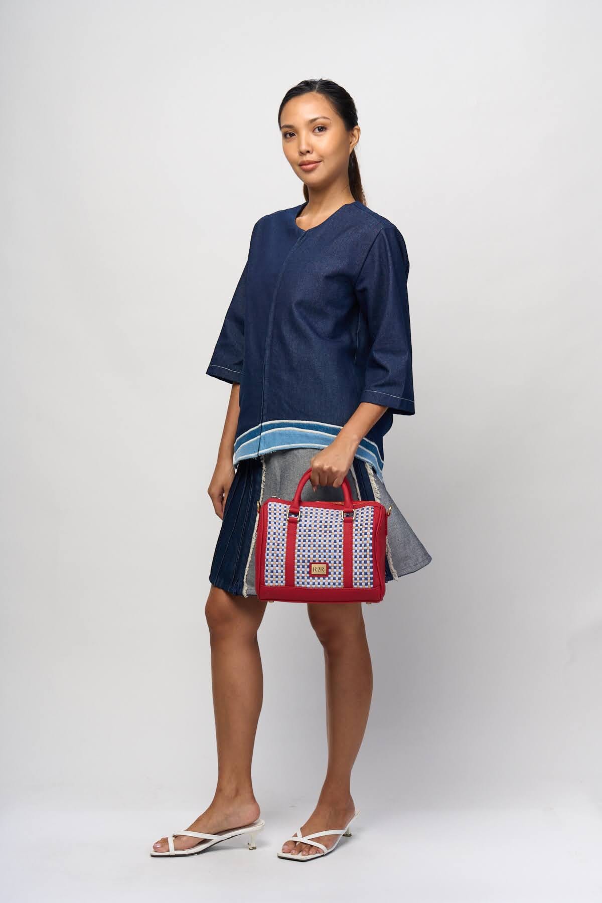 [Ready Today] Boston Bag RED BEAN Brown & a combo (red, light blue) Fashion Rags2Riches