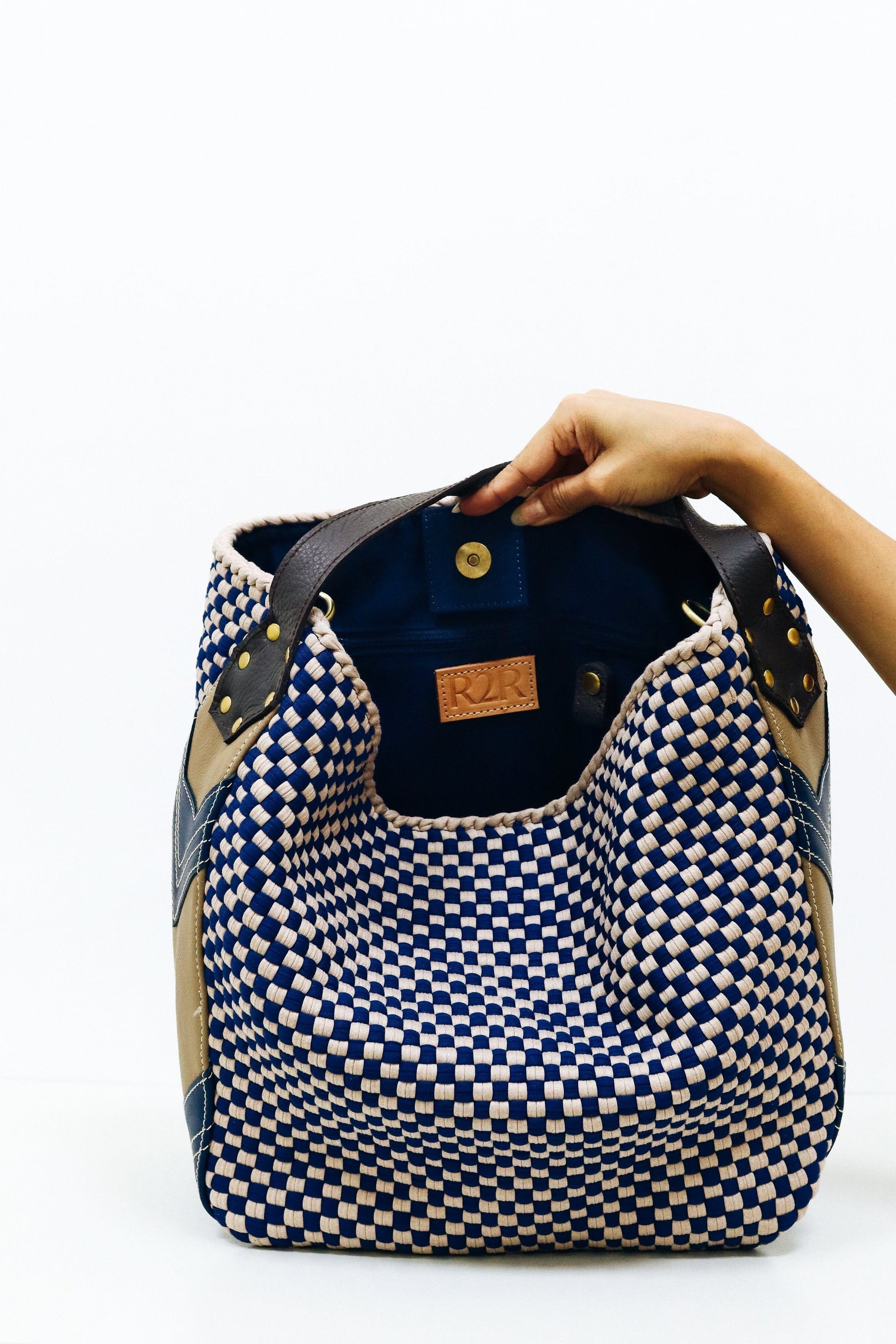 [Ready Today] Buslo Medley Leather Patchwork Navy Fashion Rags2Riches