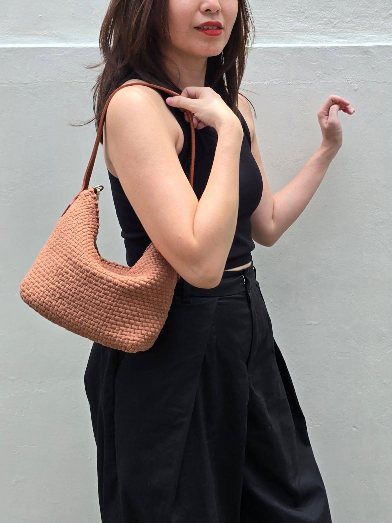 [Ready Today] Buslo Micro Monochrome Tan with Longer Handle Fashion Rags2Riches