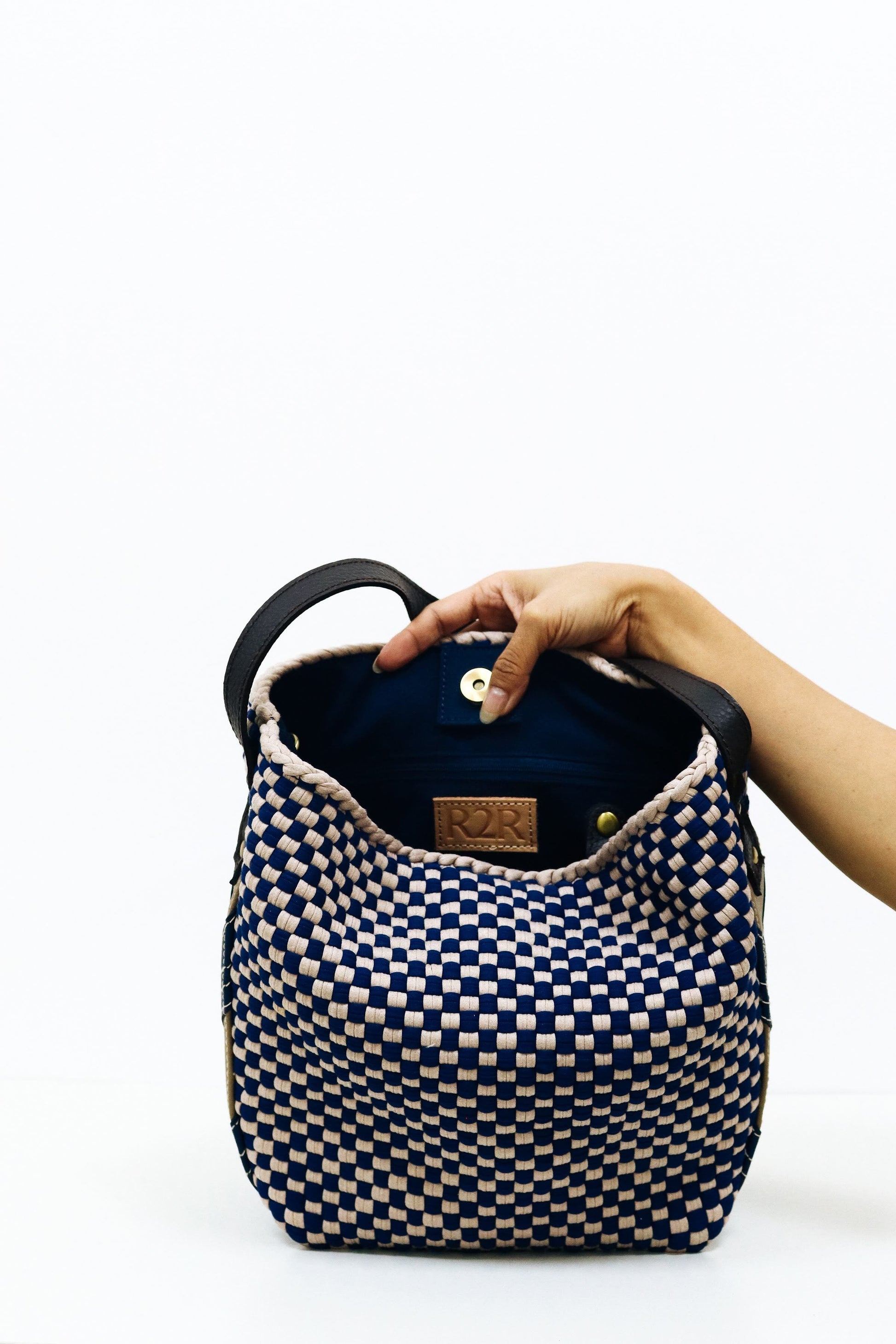 [Ready Today] Buslo Mini Medley Leather Patchwork Navy Fashion Rags2Riches