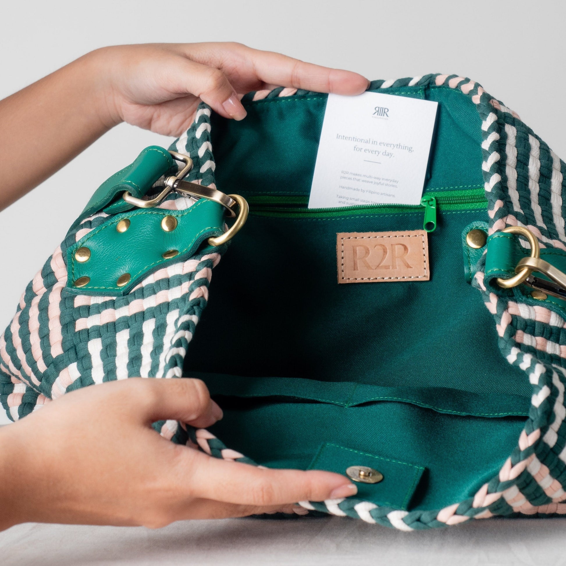 [Ready Today] Buslo Snap Mat Pattern Emerald & Blush Fashion Rags2Riches