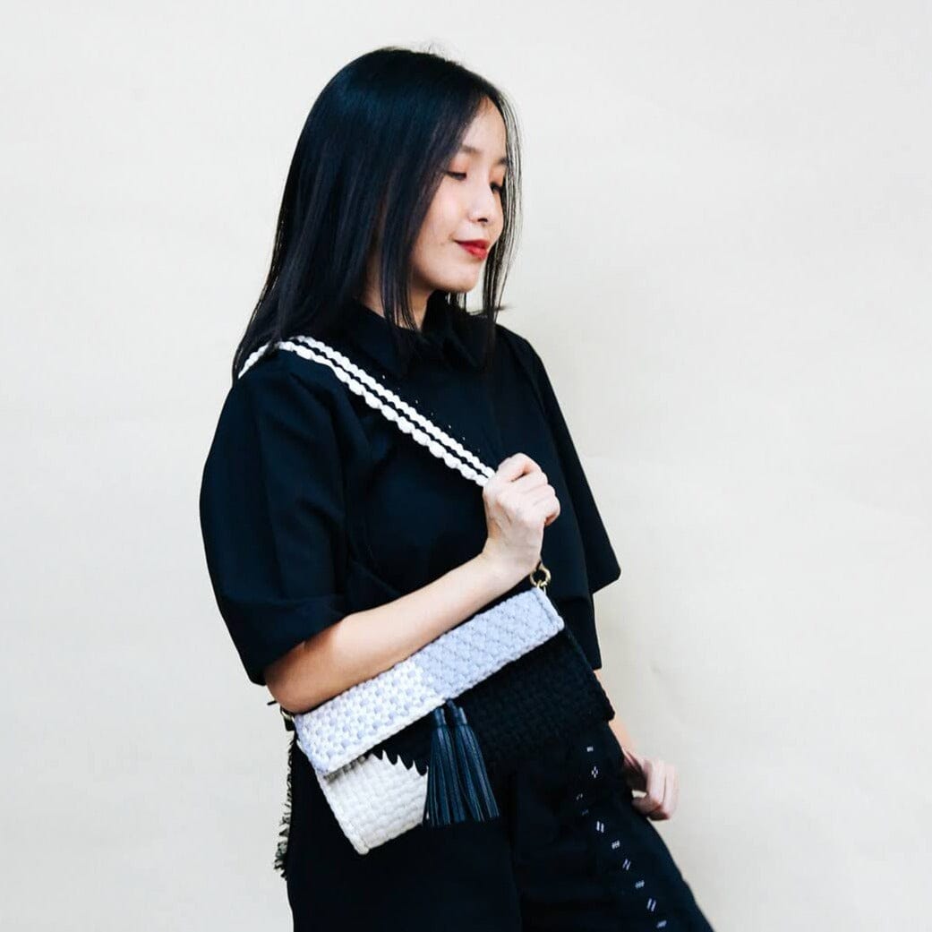 [Ready Today] Estelle Clutch Grayscale Fashion Rags2Riches