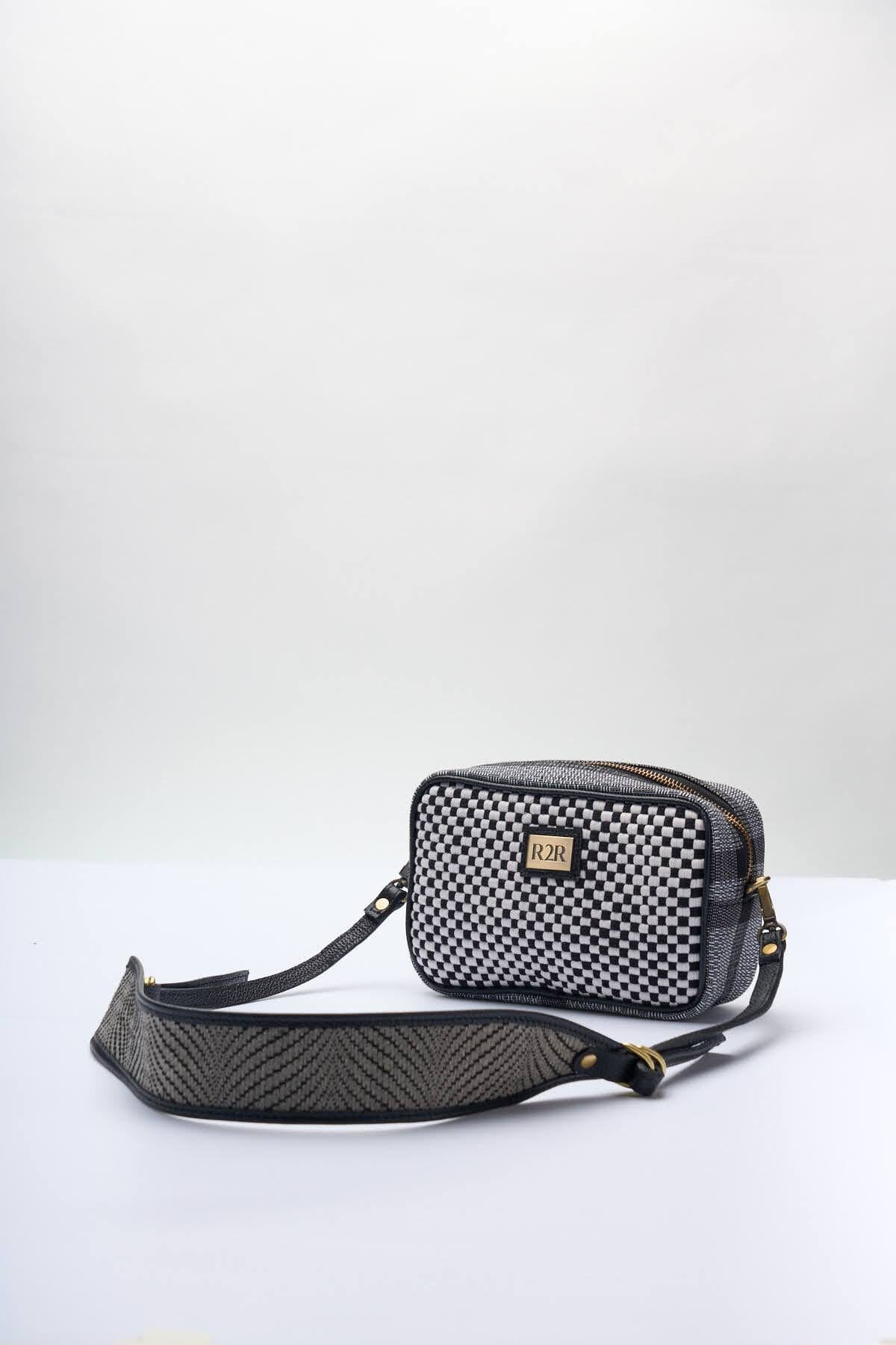 [Ready Today] Kamara Crossbody Black & Beige Checkerboard Fashion Rags2Riches