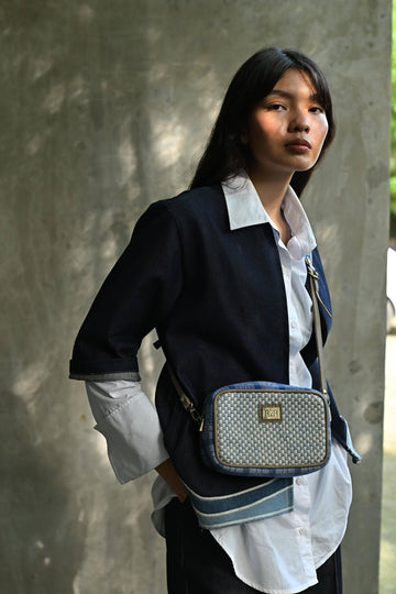 [Ready Today] Kamara Crossbody Light Blue & Beige Checkerboard