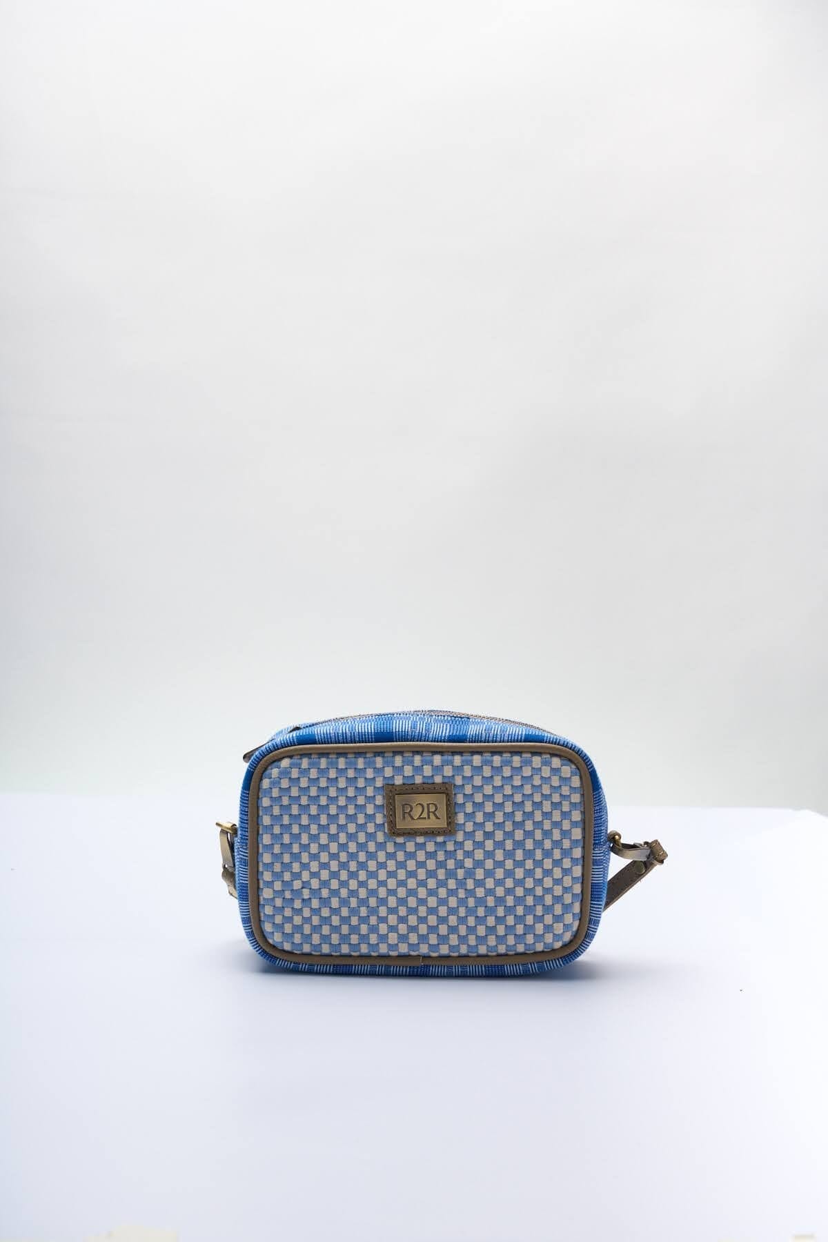 [Ready Today] Kamara Crossbody Light Blue & Beige Checkerboard Fashion Rags2Riches