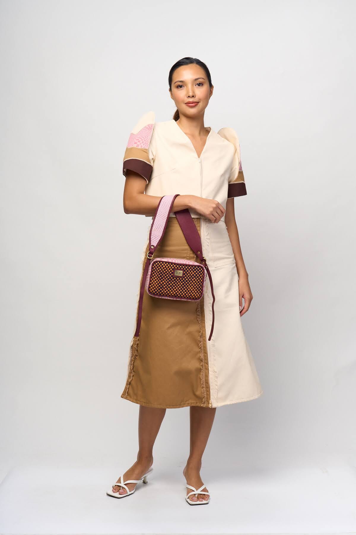 [Ready Today] Kamara Crossbody Navy & Orange Checkerboard Fashion Rags2Riches