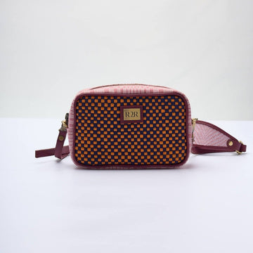 [Ready Today] Kamara Crossbody Navy & Orange Checkerboard