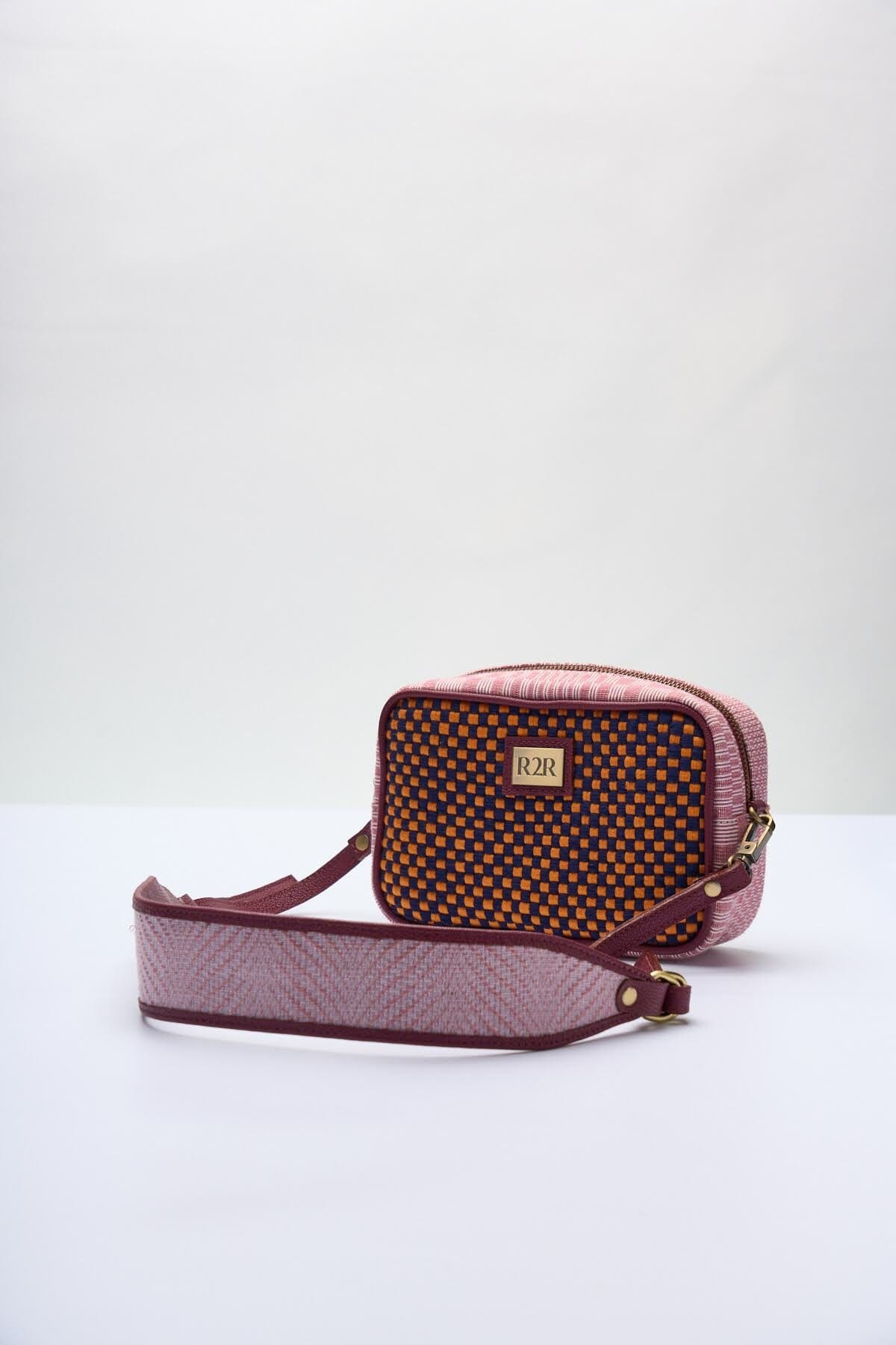 [Ready Today] Kamara Crossbody Navy & Orange Checkerboard Fashion Rags2Riches