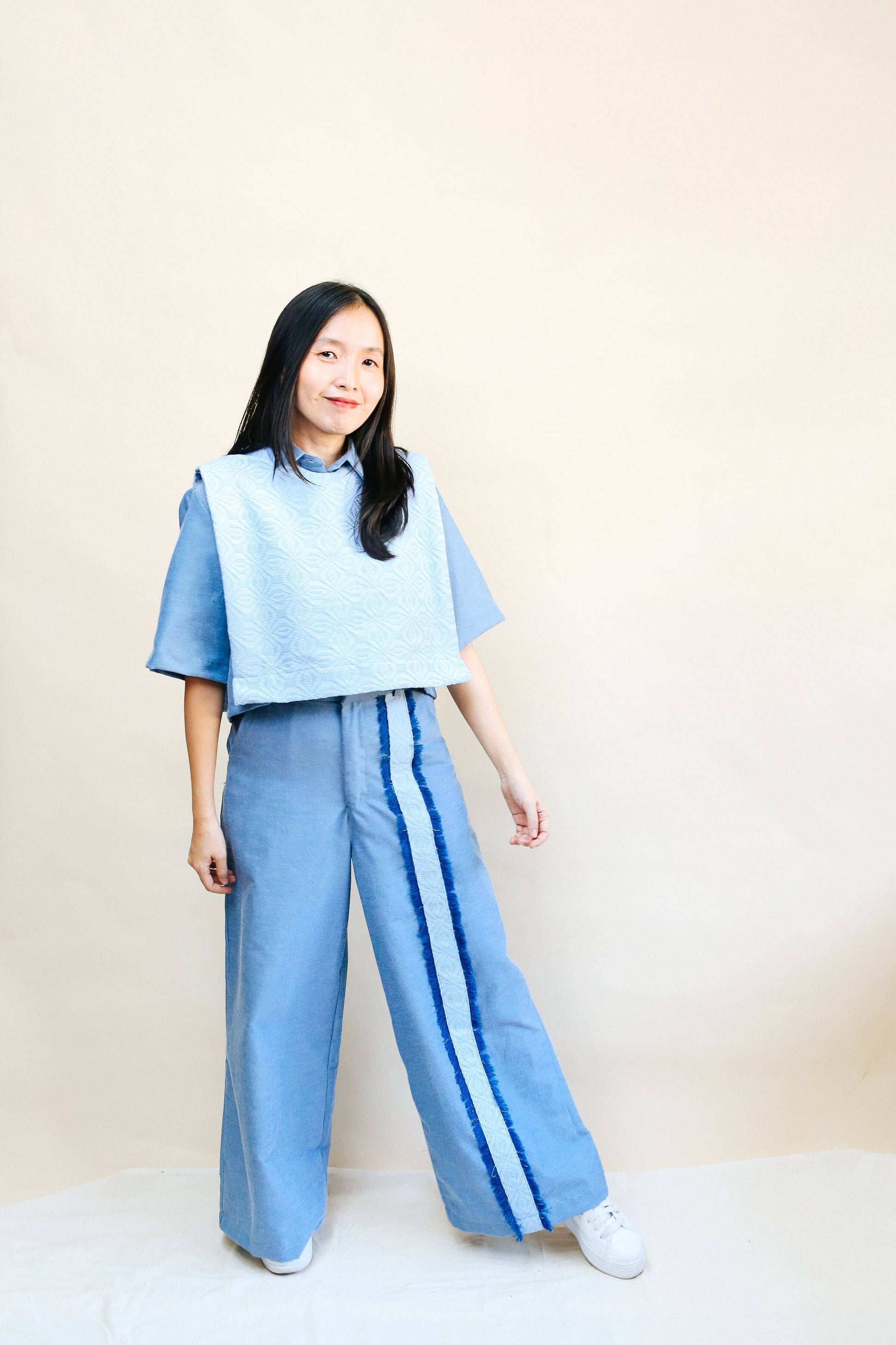 [Ready Today] Striped Wide-Legged Pants Chambray & Binetwagan Fashion Rags2Riches