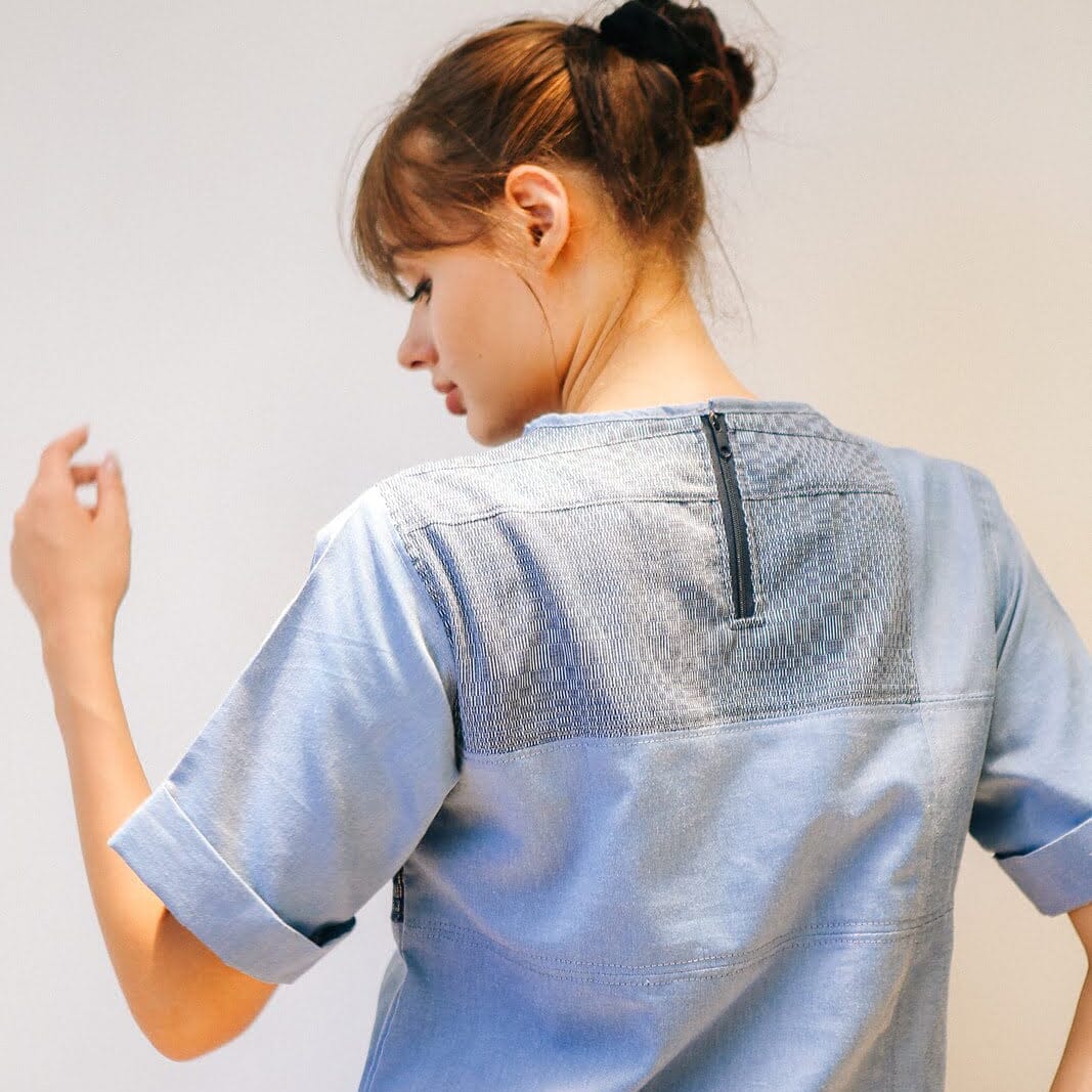 [SAMPLE] Multi-Color Patchwork Shirt Chambray Blue Fashion R2R On Repeat