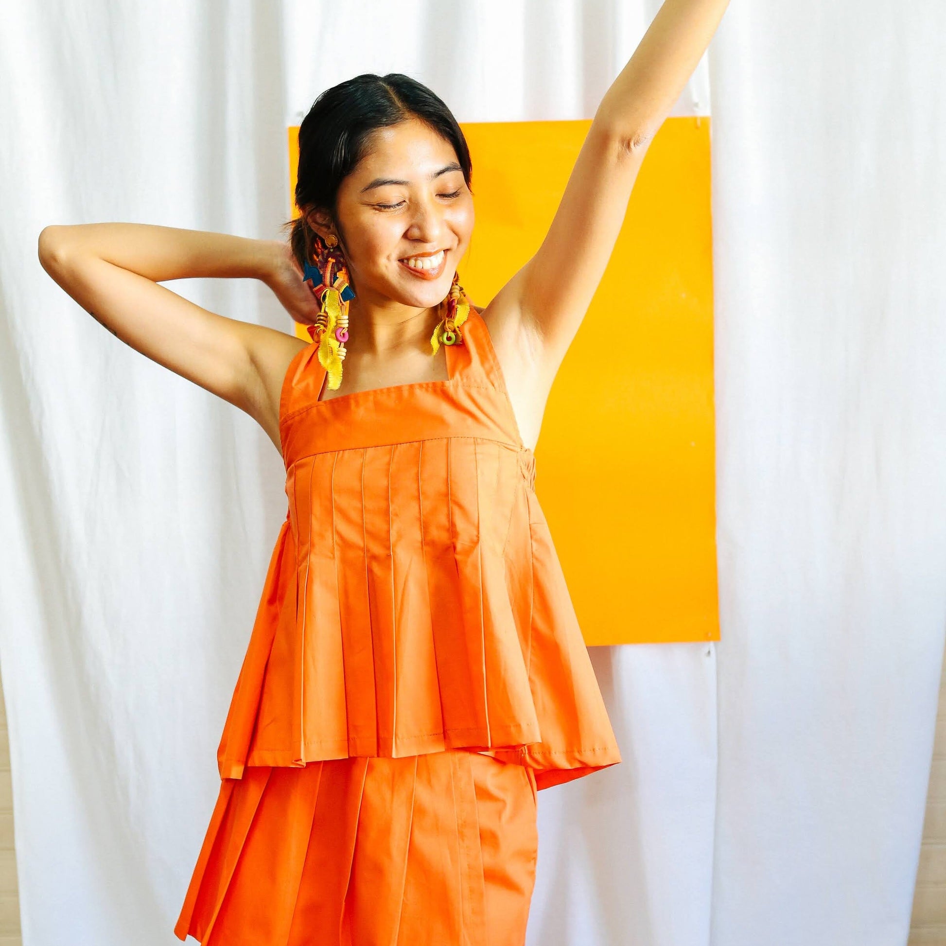 [SAMPLE] Pleated Jumper Top Tangerine Fashion R2R On Repeat