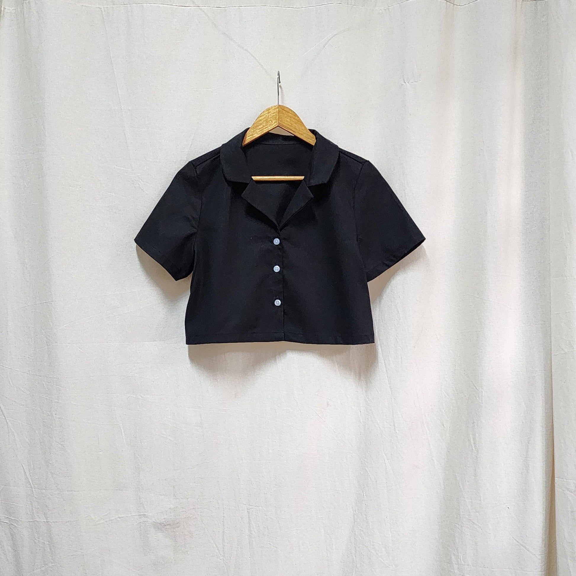 [SAMPLE] Polo Cropped Top Black Fashion Rags2Riches