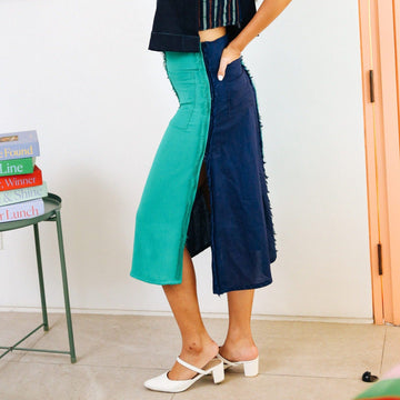 4-Way A-Line Skirt Navy & Teal