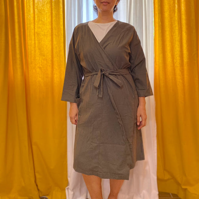 Linen Lounge Robe - Short Fatigue Fashion Rags2Riches