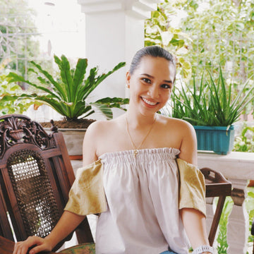 On-Off Shoulder Top Beige in Binakol Yellow