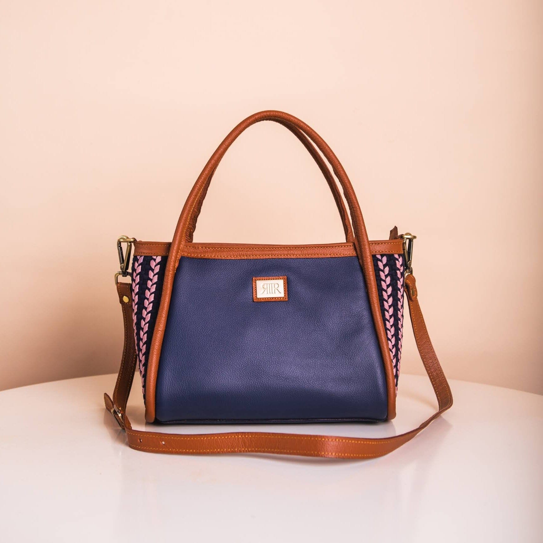 [Ready Today] Tuba Handbag Navy & Tan Fashion Rags2Riches