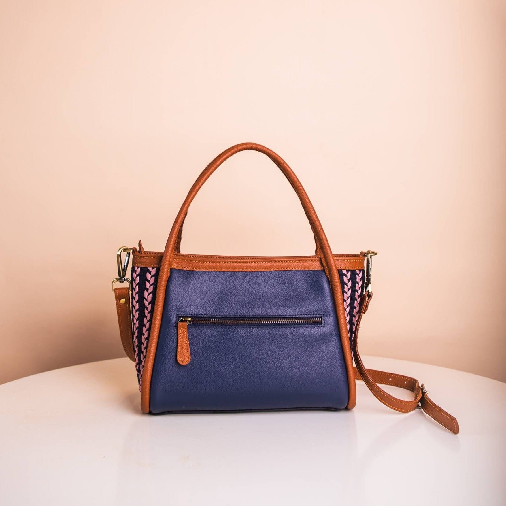 [Ready Today] Tuba Handbag Navy & Tan Fashion Rags2Riches