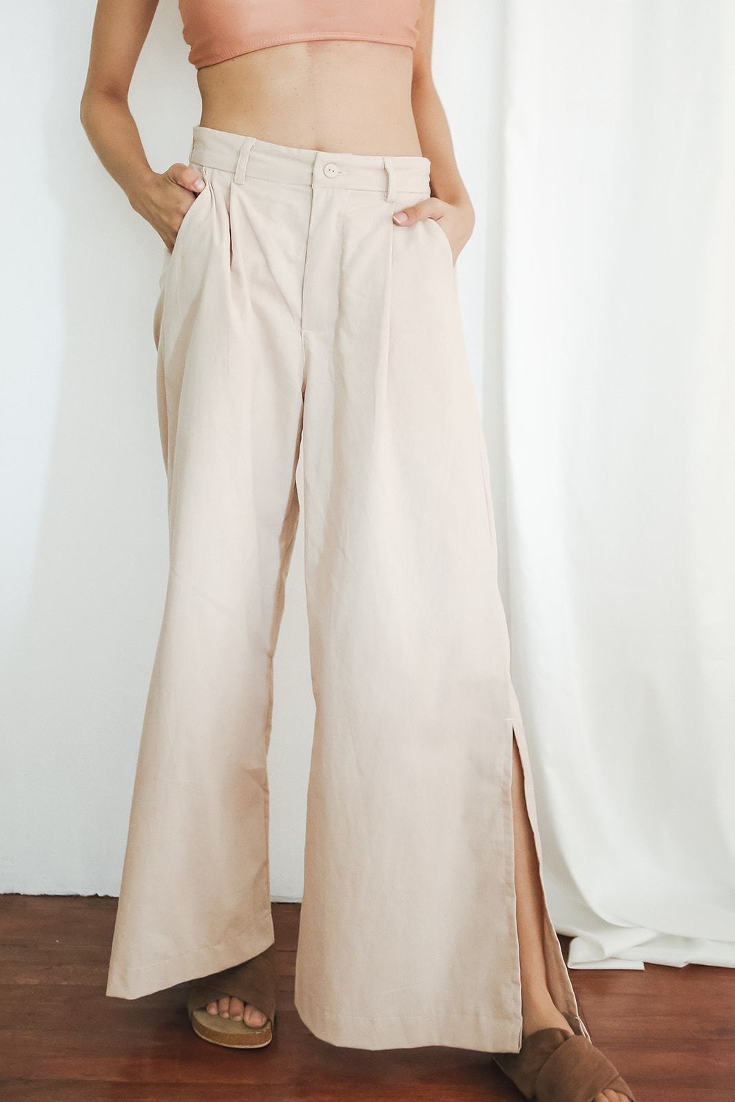 The Wide Pleated Trousers Sand Fashion Rags2Riches